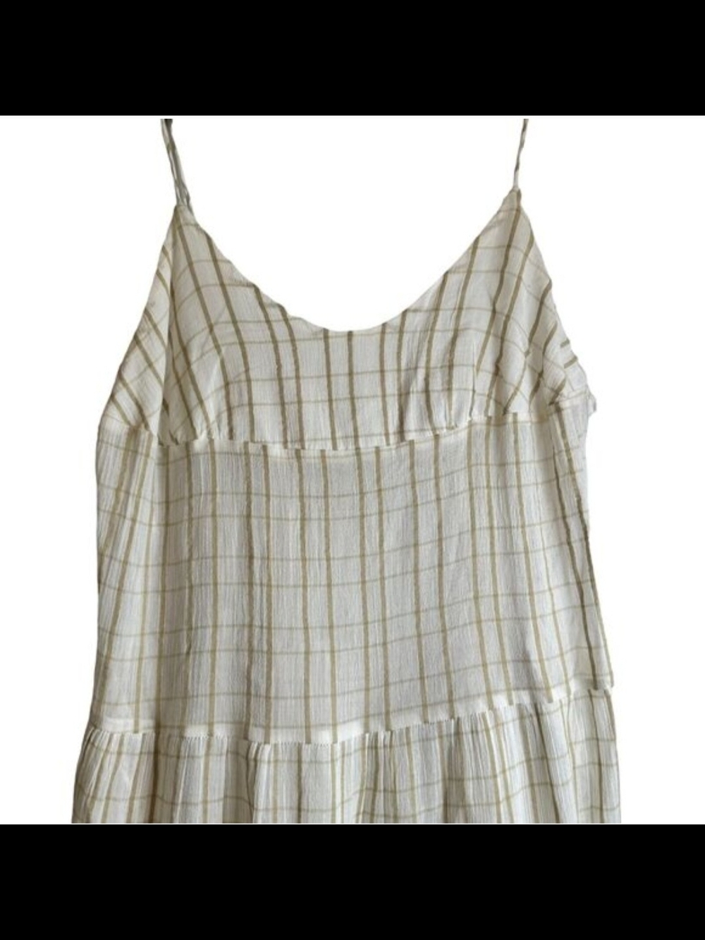 Free People Marigold Maxi Dress L Cream Gold Gauze Tiered Boho Cottagecore - Picture 4 of 16